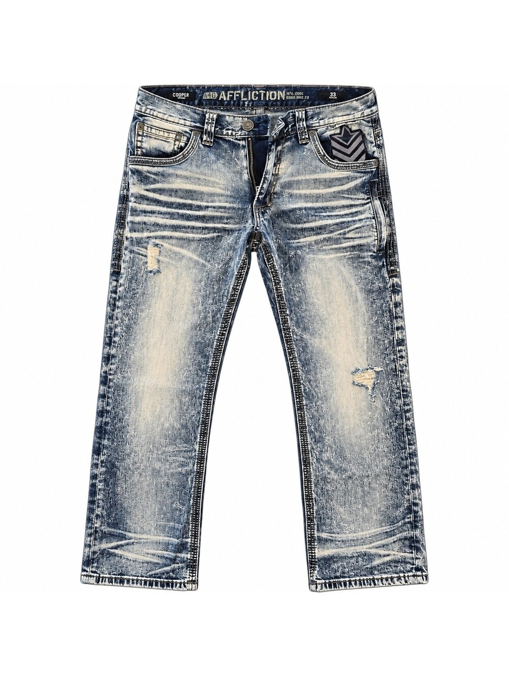 Affliction Cooper Jeans 33 Y2K Distressed Straight Leg